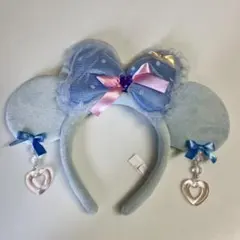 ミニー　カチューシャ 水色 リボン付き　ディズニーランド