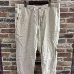 無印良品　リネン ベージュ ワイドパンツ　メンズ　麻　大きいサイズ