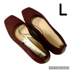 GU スクエアフラットシューズ ワイン Lのサムネイル