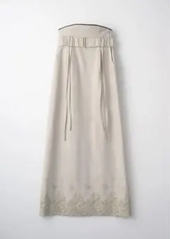 MURRAL 刺繍入りベージュロングスカート Everlasting embroidery lace skirt
