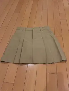ベージュ ミニ丈 プリーツスカート
