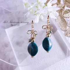 No.6131　❤︎グリーンマーブルの大人かわいい　ピアス/イヤリング