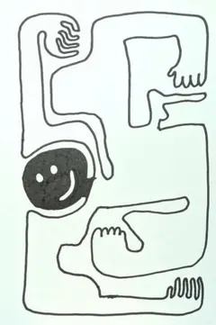 手描きイラスト。原画。絵画。モノクロ。抽象画。