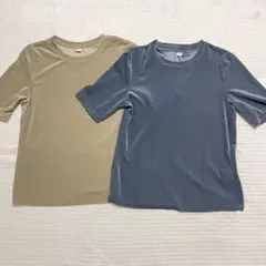 GU ジーユー 未使用 シアーベロアT S ベージュ グレー