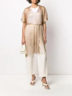 未使用　Roberto Collina　メタリックメッシュポンチョ　イタリア製のサムネイル