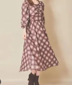 31 Sons de mode シアーチェック配色ラインワンピース