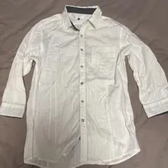 メンズM身幅50⭕️a.v.v HOMME 7分丈袖シャツ ホワイト ストライプ柄のサムネイル
