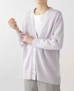 ■美品 human woman ギマコットンロングニットカーディガン