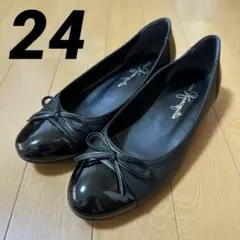 K*S様 銀座かねまつ バレエシューズ フラットパンプス エナメル レザー 切替のサムネイル