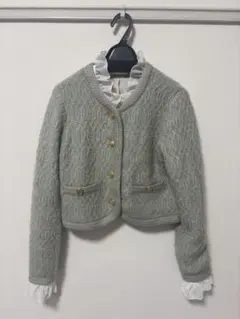 SNIDEL スナイデル ファーライクフリルニットジャケット　ミント