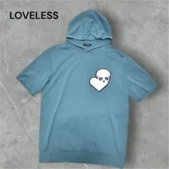 00s LOVELESS 半袖パーカー スカルハート ブルーY2K【美品】