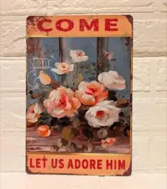 ブリキ看板　アート　北欧風　ナチュラル　クラシカル　インテリア　ローズピンク