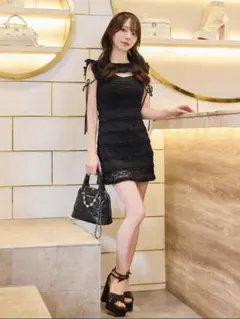 michellMacaron レースカットミニワンピース