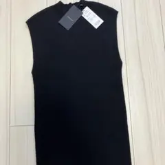 ノースリーブ リブニット ブラック