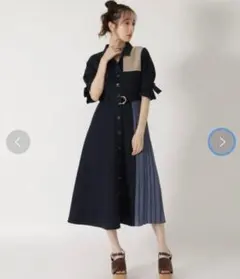 REDYAZEL トレンチカラー ブロックプリーツ シャツワンピース