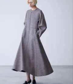 エブールebure ステファニアウールチェックフレアワンピース36