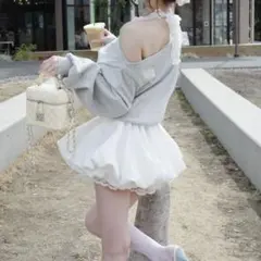 Darich ボリュームバルーンミニスカート ホワイト フリーサイズ - メルカリ