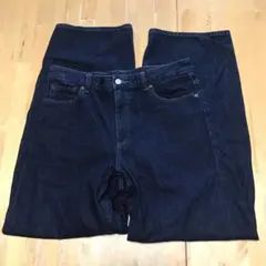 ジーユー　バレルレッグジーンズ　XL ネイビー　デニム　ワイドパンツ　GU