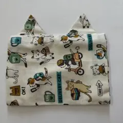 猫耳付き ポケットティッシュケース 小物入れ付き ハンドメイド ウーバー猫　白のサムネイル