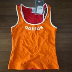 adidas メッシュタンクトップ オレンジ/レッド