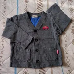 r78 ミキハウス ホットビスケッツ カーディガン 90 グレー くま 車 刺繍