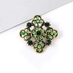 ブローチ　グリーンビジュー　キラキラ　キュートエレガント　フォーマル　ピン
