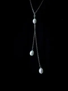 淡水パール(本真珠) ロングネックレス ハンドメイド