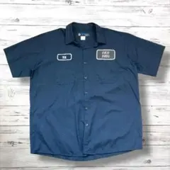Uni Wearve 半袖シャツ ワッペンロゴ ネイビー XL 0928