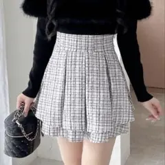 INGNI ツイードタックミニフレアスカート　美品　フリーサイズ　ホワイト