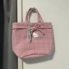 ハローキティ ピンク チェック柄 トートバッグ
