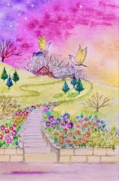 momorin様専用水彩画 街を望む丘　値段は※900円です