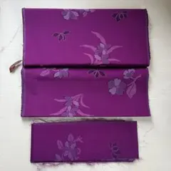 反物　着物　はぎれ　布　生地　紫　花　植物　和装　和服　レトロ　アンティーク