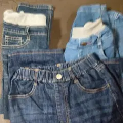 ウエストゴム デニムパンツ ロング2つ 短パン1つ 記名無し