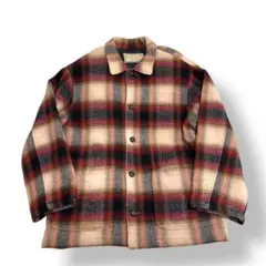 【暖かキルティング裏地】BE-HOT チェック柄 ウール混 CPOジャケット M