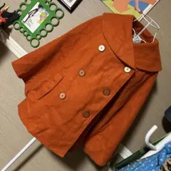 平成レトロ 昭和&ポンチョ風 ショート丈コート 古着 オレンジ