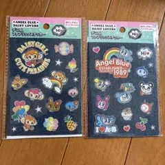 エンジェルブルーデイジーラバーズ デニムファブリックステッカー 2個セット
