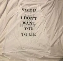 ホワイトシースルーメッセージプリントタンクトップ XL