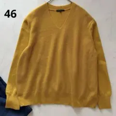 23区【カシミヤ混/大きいサイズ46】ウール Vネックニット マスタードイエロー