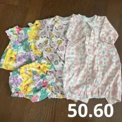 女の子まとめ売り　花柄ロンパース セットアップ　50-60 3〜6ヶ月綿100%