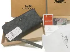 新品未使用 タグ付 COACH コーチ 長財布 CW778 チャコール×ブラック