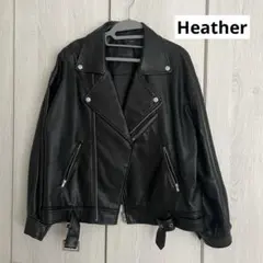 Heather レザーライダースジャケット ブラックのサムネイル