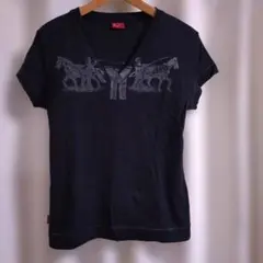 Levi's レディース Vネック 半袖 Tシャツ ブラックのサムネイル