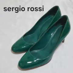 sergio rossi セルジオロッシ エナメル パンプス ヒール グリーン