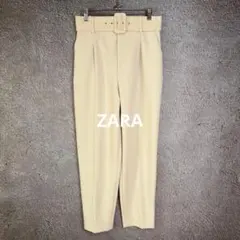 ZARA ザラ ベルト付き テーパードパンツ ハイウエスト タック入り Mサイズ