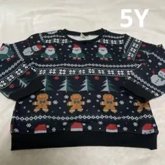 クリスマス　サンタ　雪だるま　薄手トレーナー　長袖　5Y クリスマスコーデ