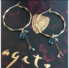 アガット ひねりフープピアス　K10