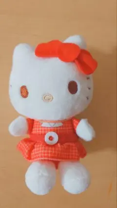 ハローキティ ぬいぐるみ オレンジチェック