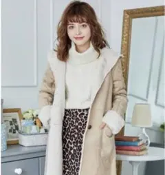 INGNI ベージュ スエード風 ロングコート フード付き