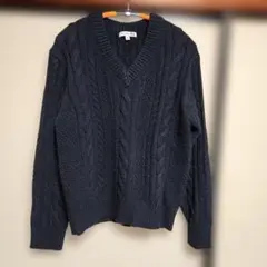 UNIQLO JWANDERSON 紺 Vネック ケーブル編みセーター L 美品