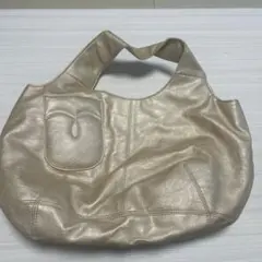 ゴールド 合成皮革 トートバッグ